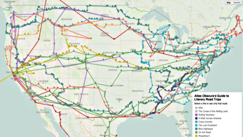 This Detailed Map Outlines Road Trips from Literature