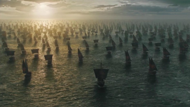 Feature image of Daenerys's ships sailing to Dragonstone.