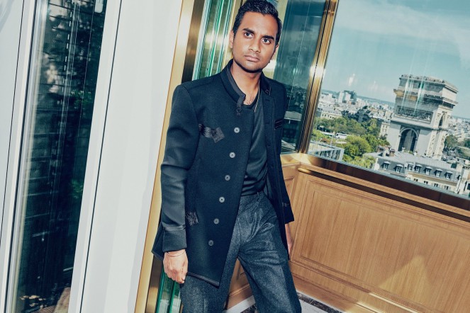 Aziz Ansari posing for GQ