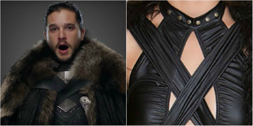 Jon Snow looking shocked and close up of Jon Snow sexy costume