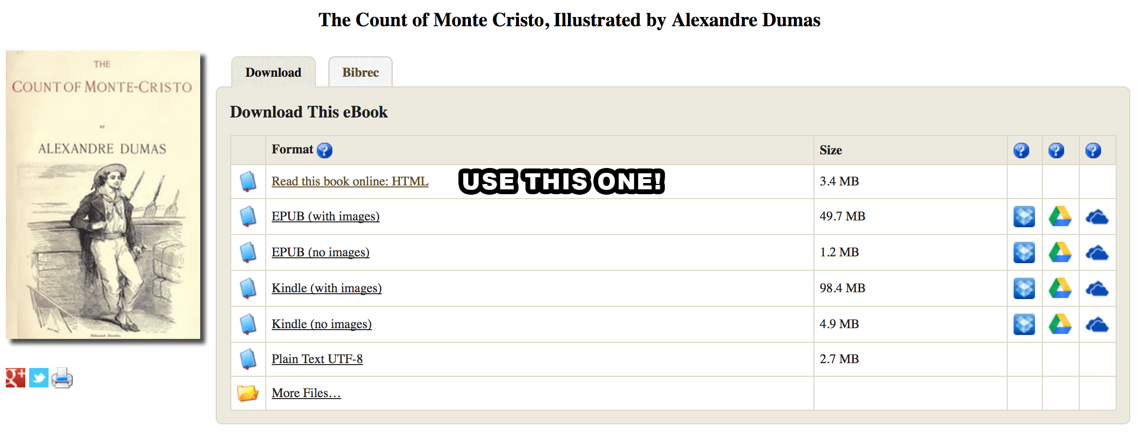 Project Gutenberg download options