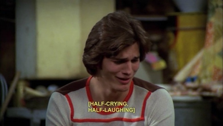 half crying half lauging