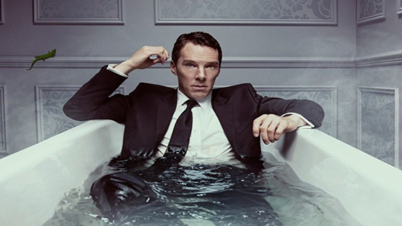 Benedict Cumberbatch as Patrick Melrose in bathtub