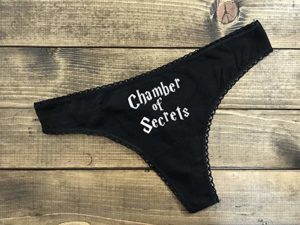 Harry Potter themed underwear reading "Chamber of Secrets"