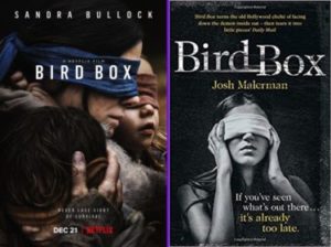'Bird Box' movie poster vs. book cover