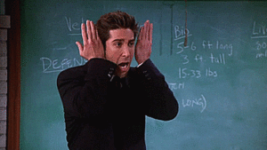 Ross Geller giving a lecture gif