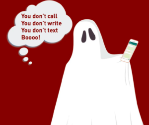 A ghost "ghosting" someone via text