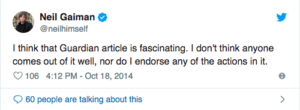 Neil Gaiman tweets his response