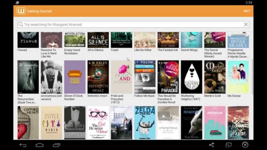 Wattpad's website interface