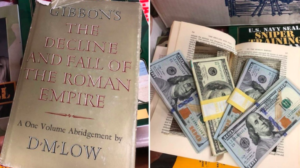 $4k found in hollowed out copy of Gibbons' work on the Roman Empire