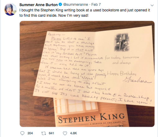 Note Found Inside King Book