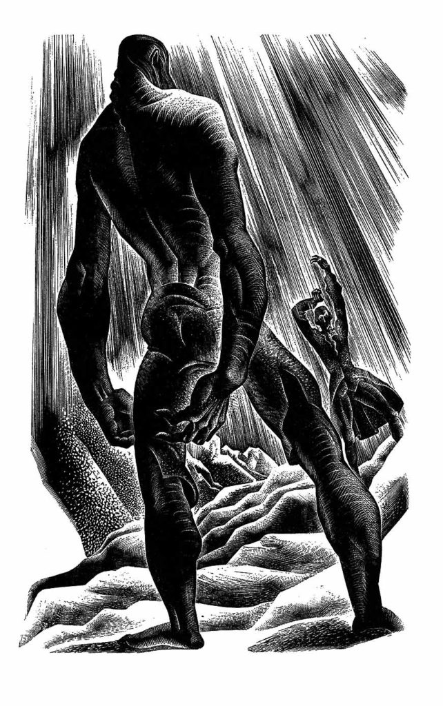Frankenstein confronts his creation in a 1934 illustration from the novel