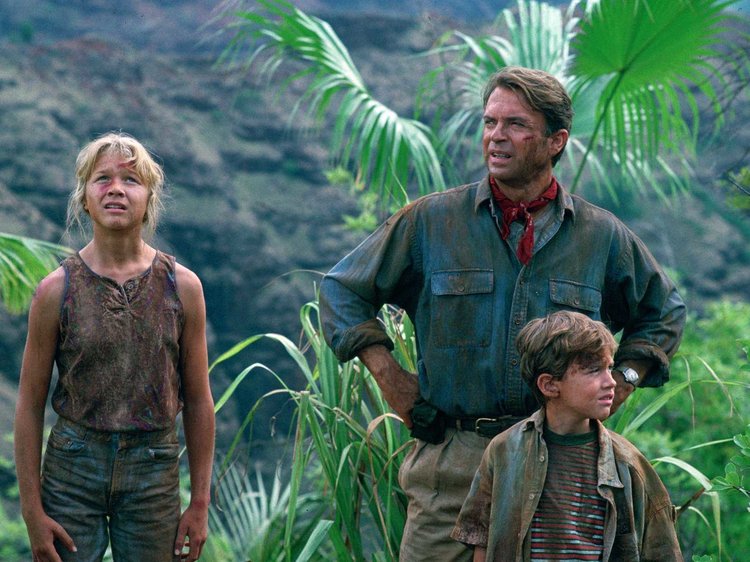 A few of the original Jurassic Park characters: Alan Grant (Sam Neil), Lex Murphy (Ariana Richards), and Joseph Mazzello (Tim Murphy) 