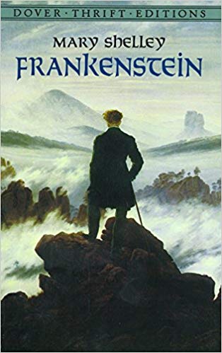 Victor Frankenstein stands contemplating the sea in the cover to Mary Shelley's Frankenstein