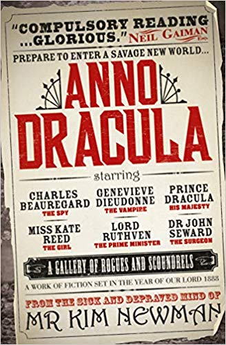 The cover to Anno Dracula, depicting it in the manner of a circus poster by Kim Newman