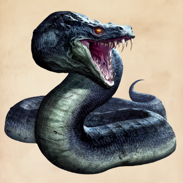 A picture of the basilisk from Harry Potter, showcasing it as a giant snake-like monster