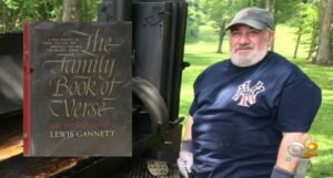 Harry Krame beside a cover of Lewis Gannet's "The Family Book Of Verse"