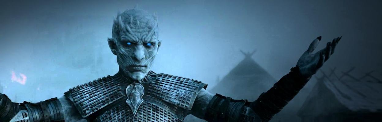 The Night King stands triumphant on an icy strait after demolishing a camp in 'GOT'