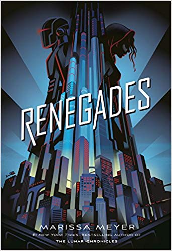 A towering building is dominated by two superheroes, one in full armor one wearing a dark hood