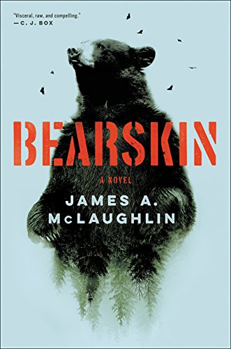 A picture of a bear standing over a forest with birds flying around it