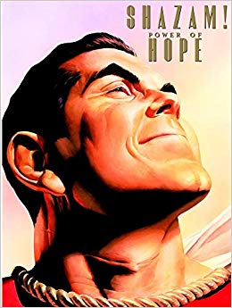 Shazam stands tall with his broad chin against the sun on the cover to this comic