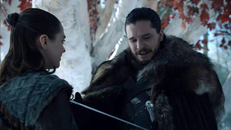 Jon and Arya Stark with Needle
