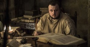 Samwell Tarly with a book