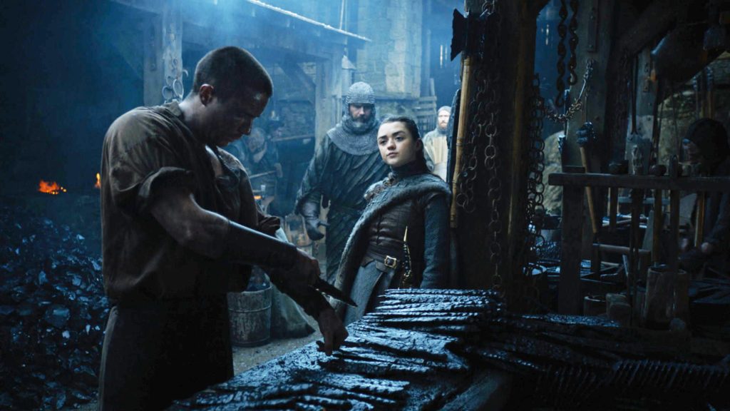 Arya with Gendry in weaponry