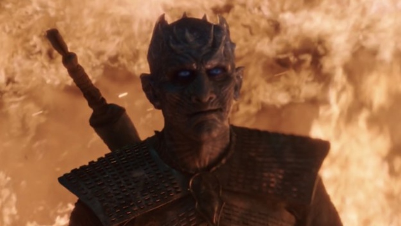 The Night King in front of flames
