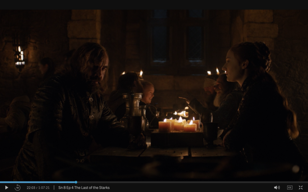 Sansa and the Hound in the Great Hall