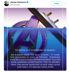 James Cameron congratulates Marvel