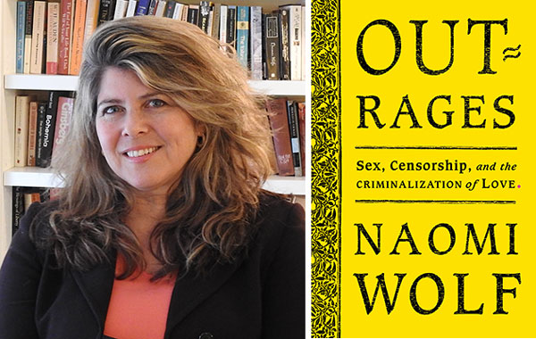 Naomi Wolf and book cover for Outrages