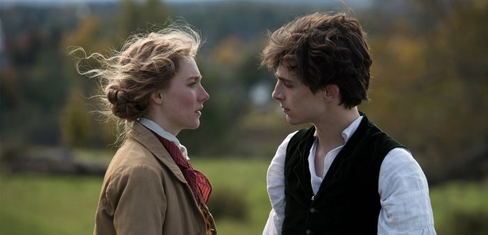 Saoirse and Timothée as Jo and Laurie