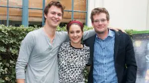 John Green, Shailene Woodley, and Ansel Elgort posing