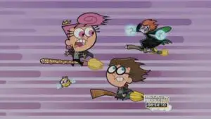 The Fairly OddParents Wishology Part 1 Timmy Totter and Moldy Wart on broomsticks
