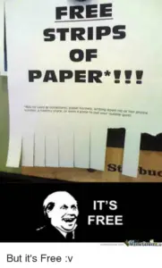 Meme of a blank sheet of paper with free-hanging strips at the bottom