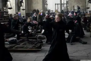 Professor McGonagall at the Battle of Hogwarts in 'Harry Potter and the DEathly Hallows: Part 2' movie