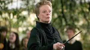 Professor McGonagall duelling in Harry Potter and the Goblet of Fire movie