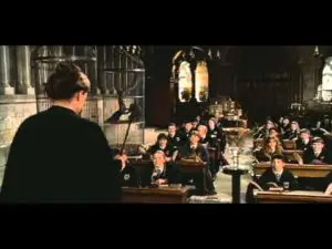 Professor McGonagall teaching Transfiguration in 'Harry Potter and the Sorcerer's Stone' movie